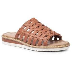 New ADAM TUCKER Women's Arrow Woven Leather Slide Sandal Size 6